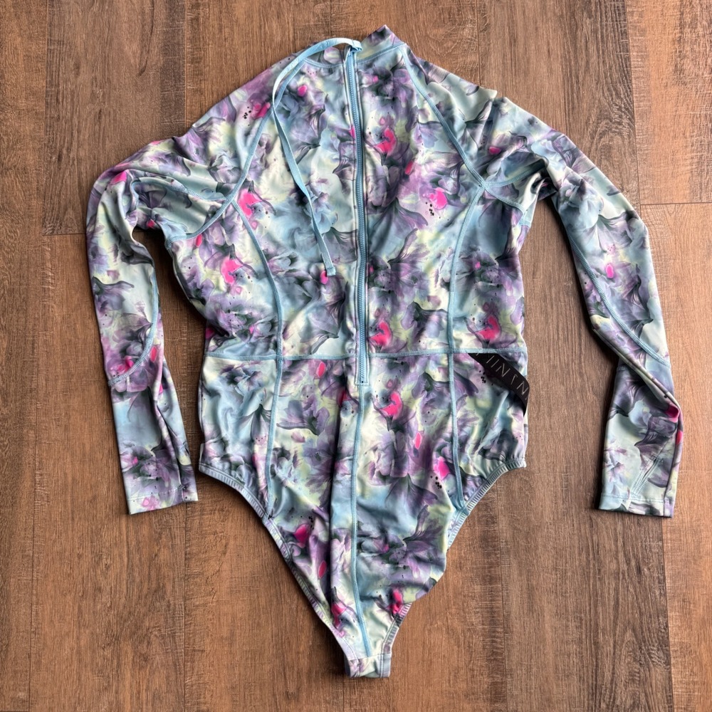 Nike Swim HydraLock Fusion Long Sleeve Rash Guard One Piece Swimsuit Blue XL - Picture 4 of 10